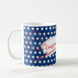 Taza De Café Enhorabuena 4ta de la bandera americana de julio