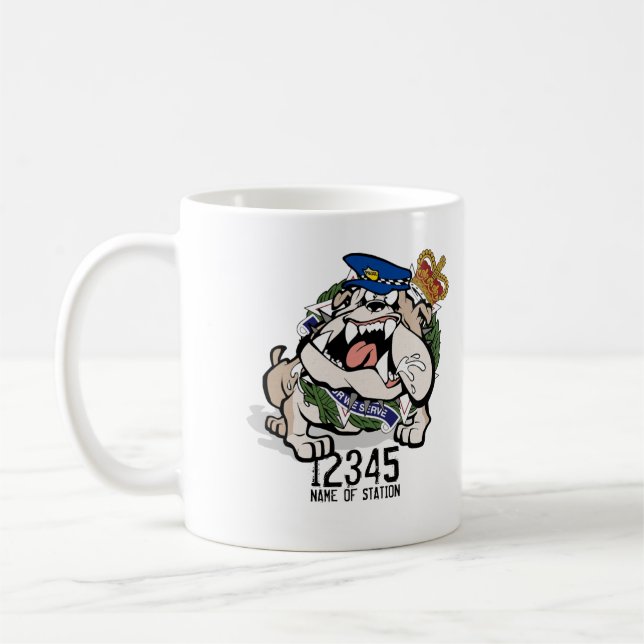 Taza de café enojada del perro del servicio (Izquierda)