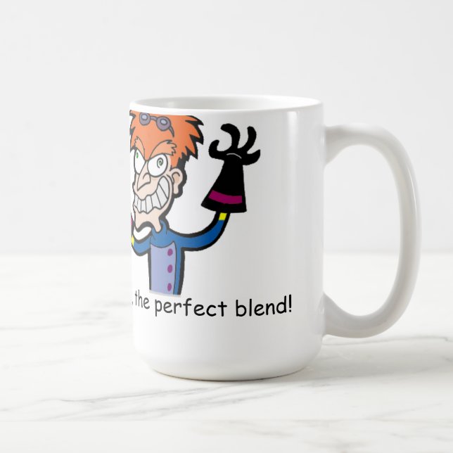 Taza de café enojada divertida del científico (Derecha)