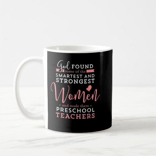 Taza De Café Enseñador preescolar Fuerte Dios inteligente Jesús (Izquierda)