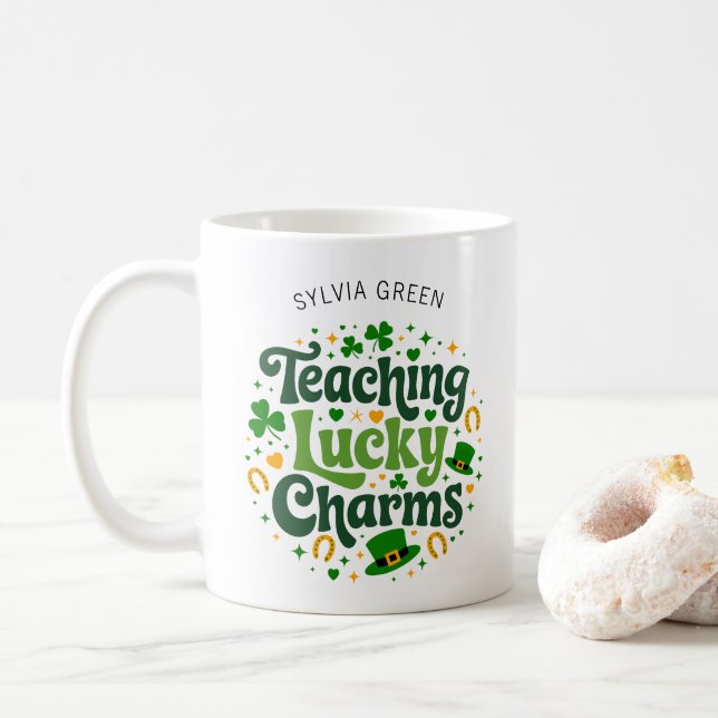 Taza De Café Enseñando encantos afortunados - St. Patrick's per (Con donut)
