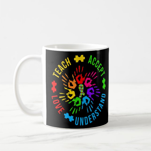 Taza De Café Enseñanza de autismo para conciencia aceptan compr (Izquierda)