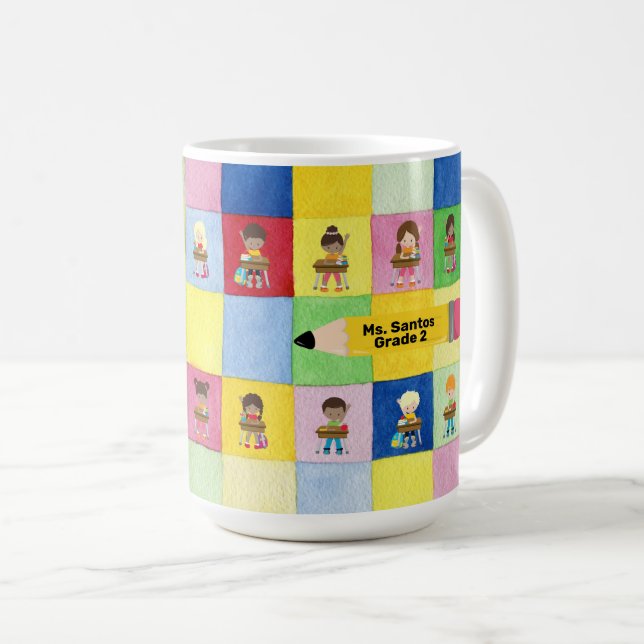 Taza De Café Enseñanza primaria de niños de aula (Anverso derecho)