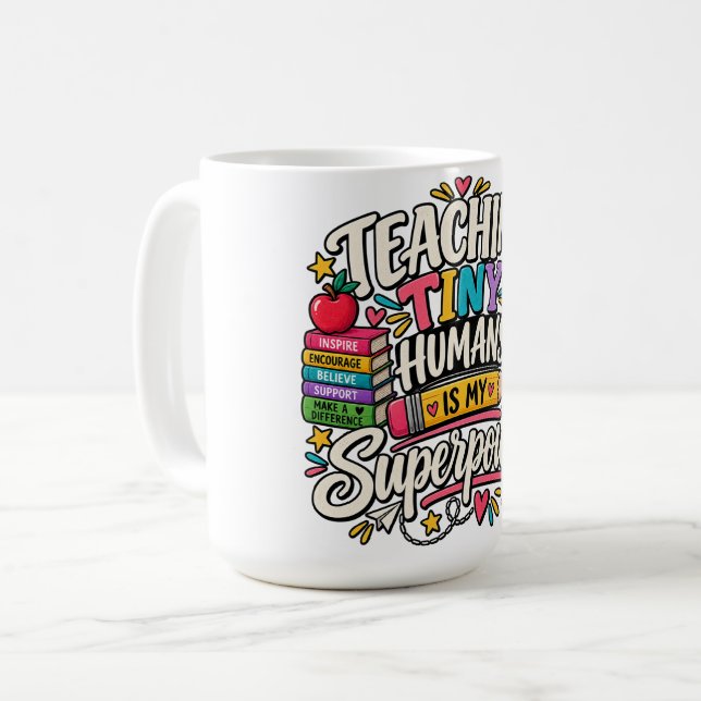 Taza De Café Enseñar a Pequeños Humanos Es Mi Superpoder Regalo (Anverso izquierdo)