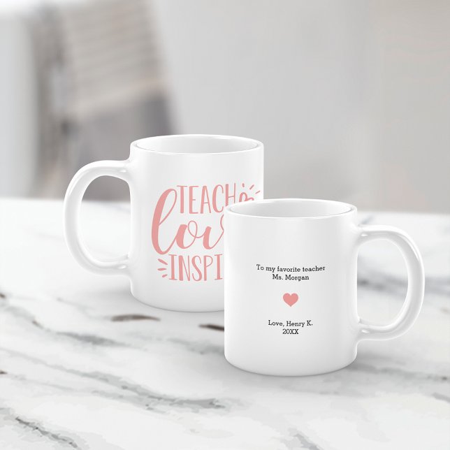 Taza De Café Enseñar, amar, inspirar | Mensaje personalizado (Subido por el creador)