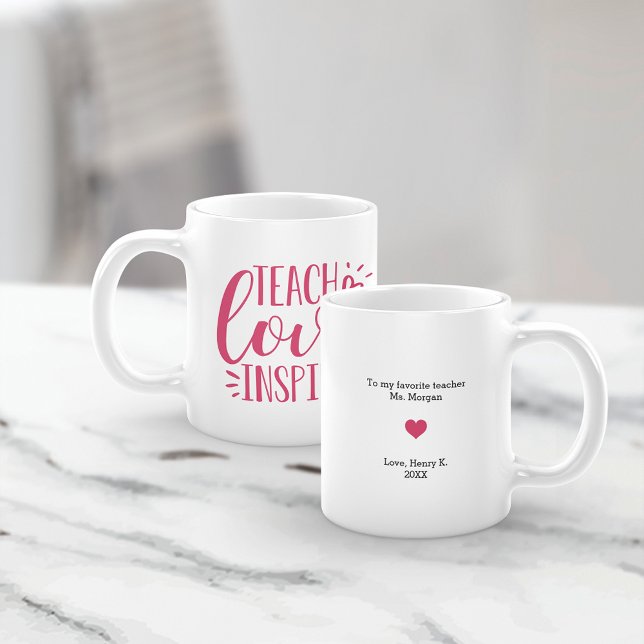 Taza De Café Enseñar, amar, inspirar | Mensaje personalizado (Subido por el creador)