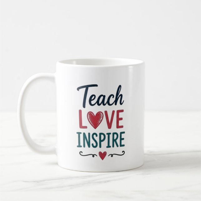 Taza De Café Enseñar Amar Inspirar Personalizado (Izquierda)