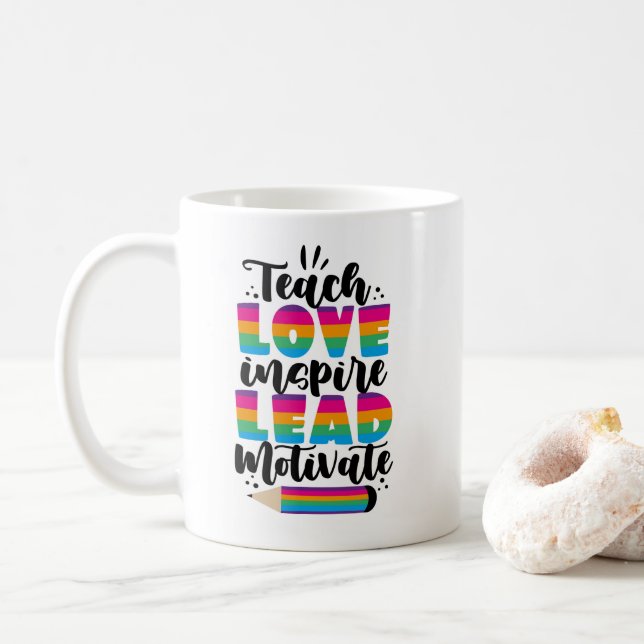 Taza De Café Enseñar amor inspira motivación de plomo (Con donut)