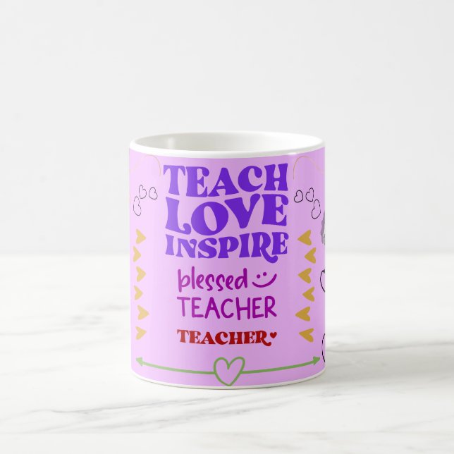 Taza De Café enseñar amor inspirar maestro bendito (Centro)