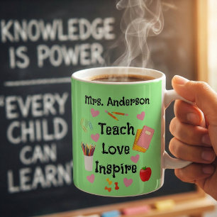 Taza De Café Enseñar Amor Inspirar - Profesor Personalizado