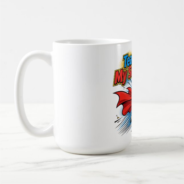 Taza De Café Enseñar es mi superpoder Diseño de profesor de cóm (Izquierda)