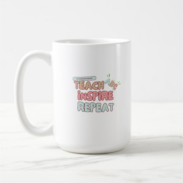 Taza De Café "Enseñar, inspirar, repetir" (Izquierda)