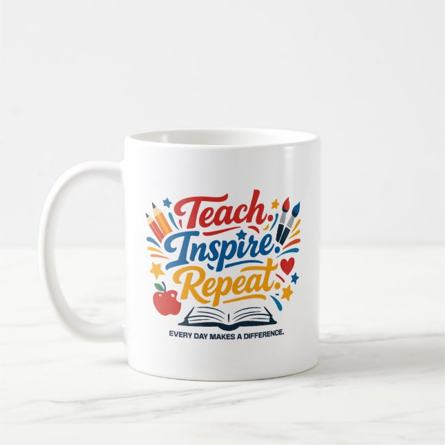 Taza De Café Enseñar - Inspirar - Repetir  (Izquierda)