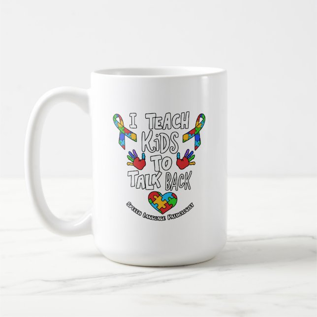 Taza De Café Enseño A Los Niños A Hablar De La Terapia Del Leng (Izquierda)