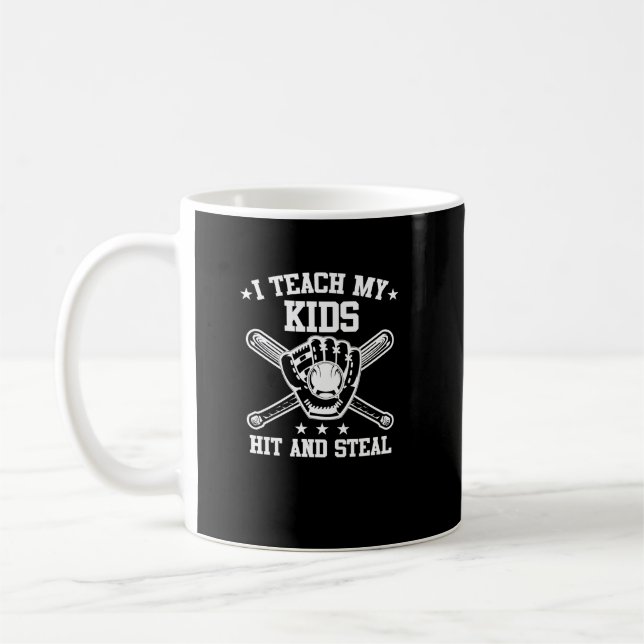 Taza De Café Enseño A Mis Hijos A Golpear Y Robar Béisbol (Izquierda)