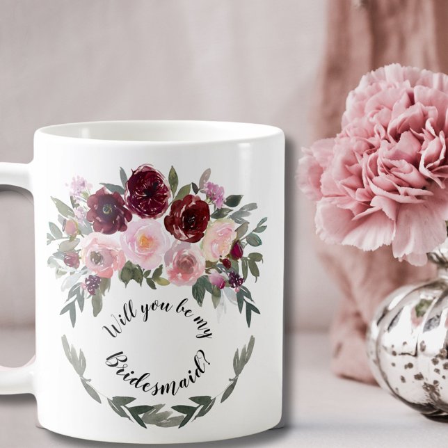 Taza De Café Entourage Propuesta Borgoña y Rubor Floral Wreath (Subido por el creador)