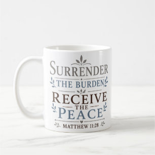 Taza De Café Entregar La Carga Recibir La Paz Escritura