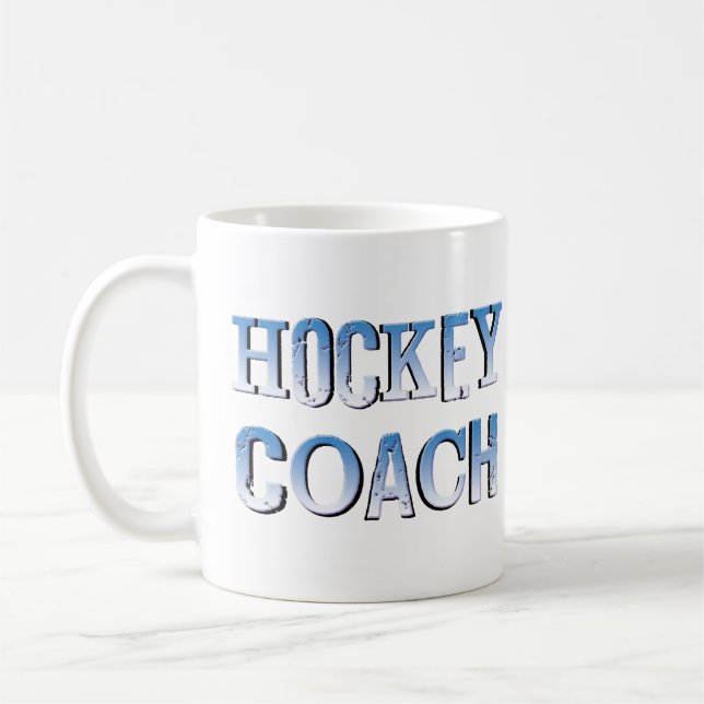 Taza De Café Entrenador de hockey Rough Blue Text (Izquierda)