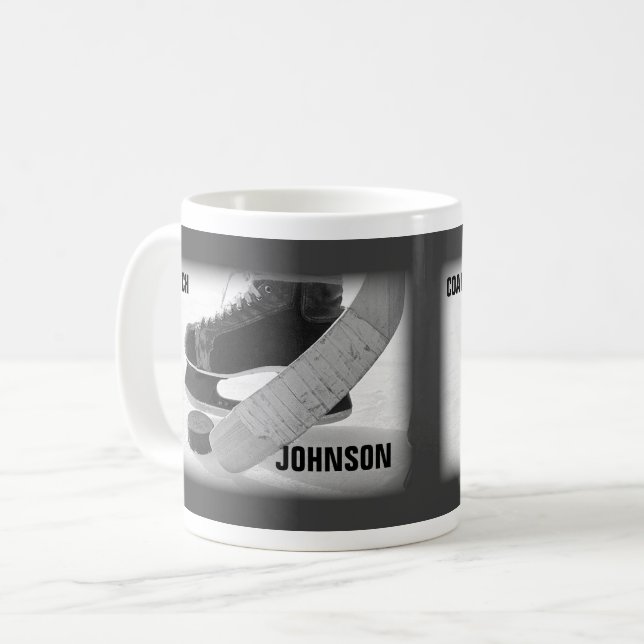 Taza De Café Entrenador de hockey sobre hielo gracias (Anverso izquierdo)
