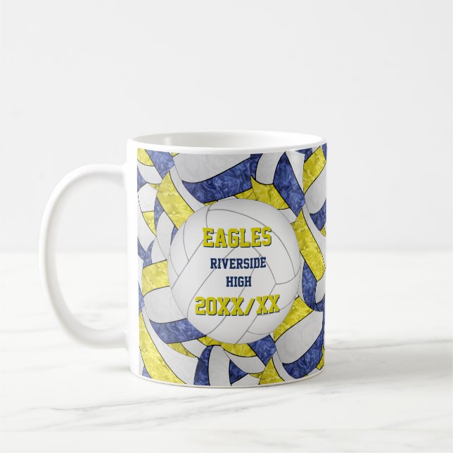 Taza De Café entrenador del equipo de voleibol amarillo azul (Izquierda)
