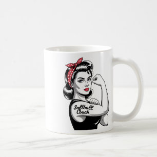 Taza De Café Entrenadora de softbol femenino Rosie Riveter Team