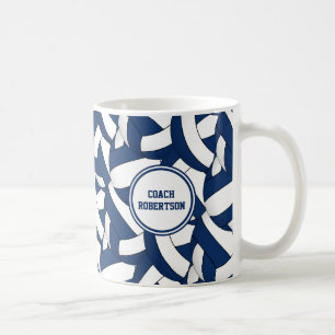 Taza De Café entrenadores del equipo de voleibol blanco azul
