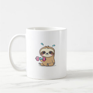 Taza De Café Entrenamiento Divertido de Perezoso Chibi  Gimnasi