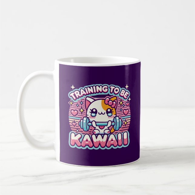 Taza De Café Entrenamiento para ser kawaii - Gato divertido de  (Izquierda)