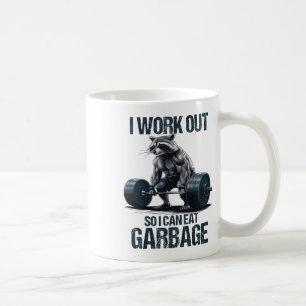 Taza De Café Entrenamiento Raccoon Gym Weight Yo Trabajo Para Q