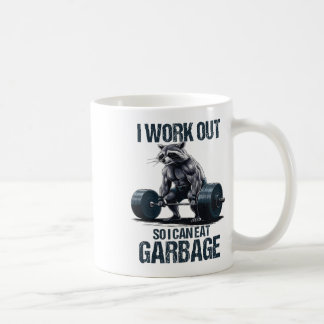 Taza De Café Entrenamiento Raccoon Gym Weight Yo Trabajo Para Q