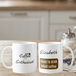 Taza De Café Entusiasta del café nombre personalizado blanco y
