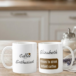 Taza De Café Entusiasta del café nombre personalizado blanco y