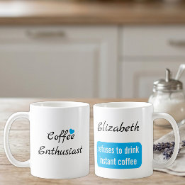 Taza De Café Entusiasta del café nombre personalizado blanco y