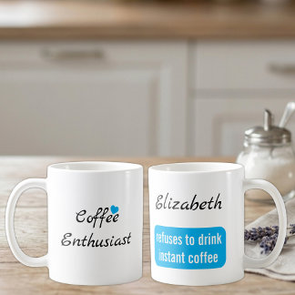 Taza De Café Entusiasta del café nombre personalizado blanco y