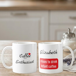 Taza De Café Entusiasta del café nombre personalizado blanco y