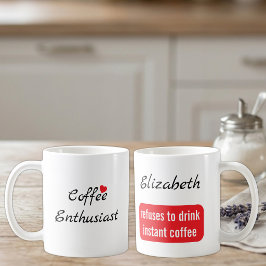 Taza De Café Entusiasta del café nombre personalizado blanco y