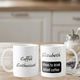 Taza De Café Entusiasta del café nombre personalizado blanco y