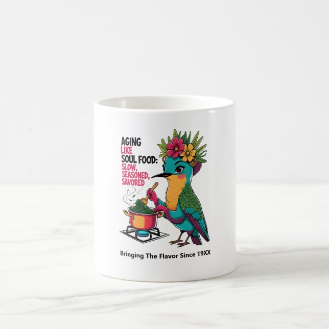 Taza De Café Envejecimiento Como Alimentos Alma Hummingbird Cof (Centro)