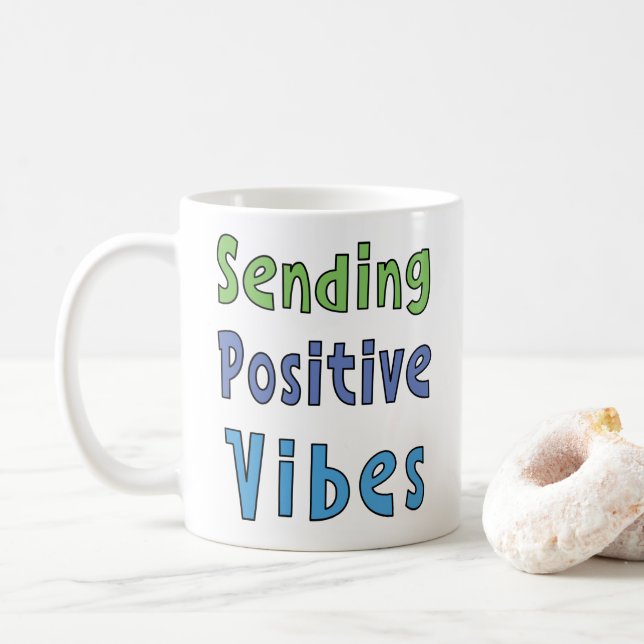 Taza De Café Enviando vibraciones positivas (Con donut)