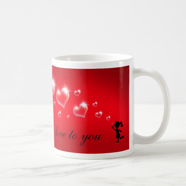Taza De Café Enviar todo mi amor - Bubble Hearts Mug (Derecha)