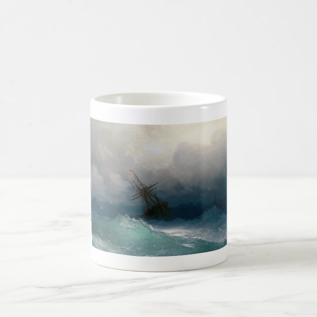 Taza De Café Envíe en tormenta tempestuosa del paisaje marino (Centro)