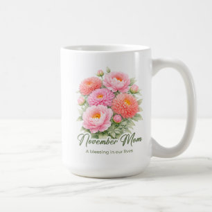 Taza De Café Envoltorio de mamá con flor de nacimiento de novie