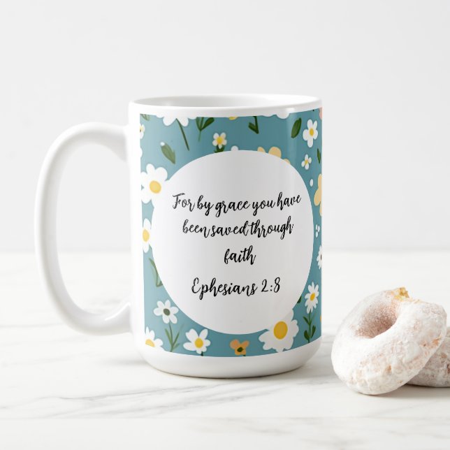 Taza De Café Ephesians 2:8 Christian Coffee Mug (Con donut)