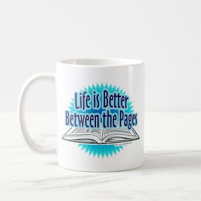Taza De Café Epic entre las páginas Lector azul eslogan autor (Izquierda)