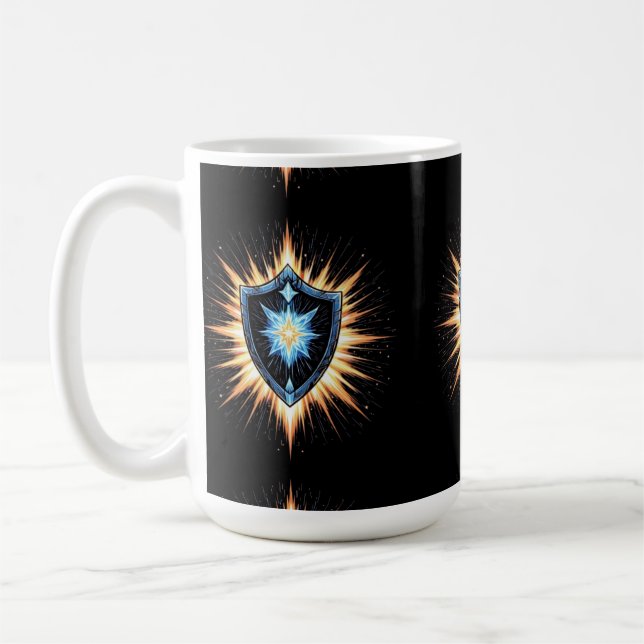 Taza De Café Epic Fantasy Shield with Radiant Energy Burst – Ma (Izquierda)