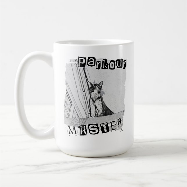 Taza De Café Epic Parkour Master Funny Punk Kitty Design (Izquierda)