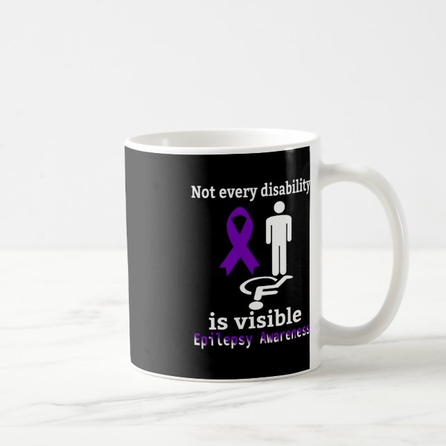 Taza De Café Epilepsia Awareness Purple Ribbon Epilepsia Suppor (Derecha)