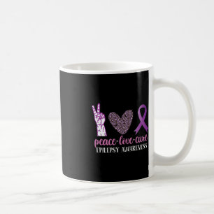 Taza De Café Epilepsia Awareness Ribbon Peace Love Cure