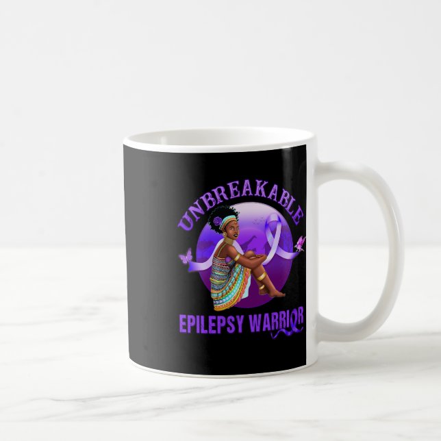 Taza De Café Epilepsia Conciencia a las mujeres negras Guerrera (Derecha)