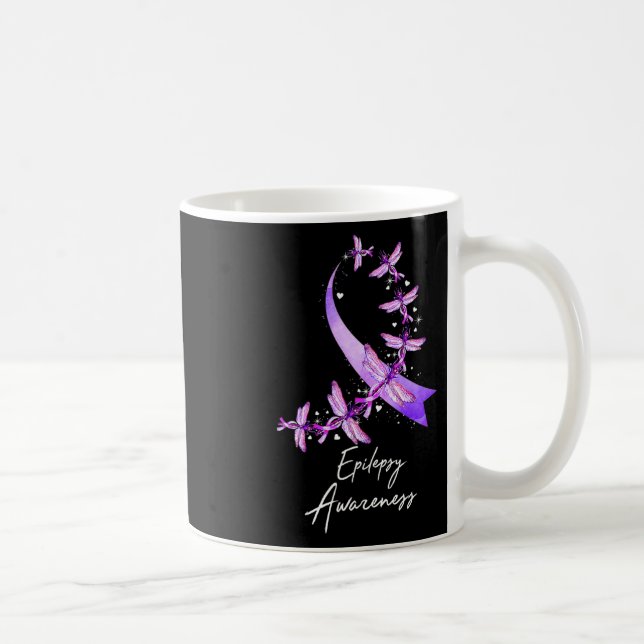 Taza De Café Epilepsy Awareness Dragonfly November We Wear Purp (Derecha)